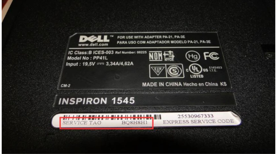 Check bảo hành laptop dell dựa vào service tag