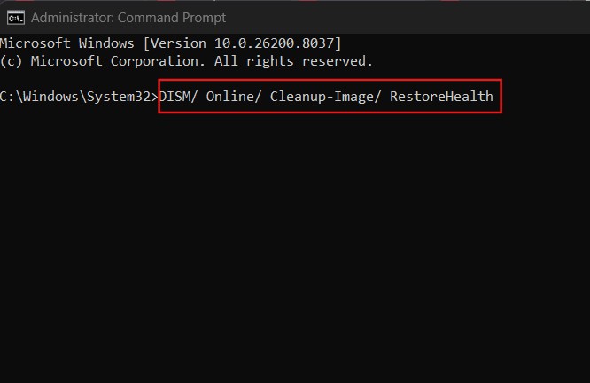 Khôi phục bằng công cụ DISM