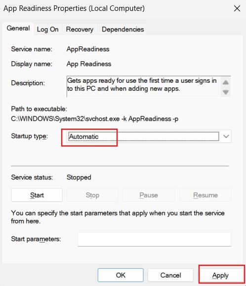Sử dụng App Readiness