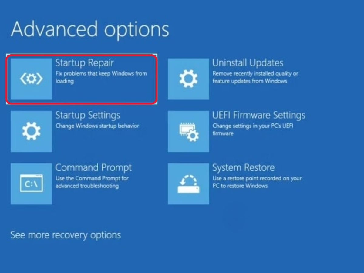 Sử dụng tính năng Startup Repair