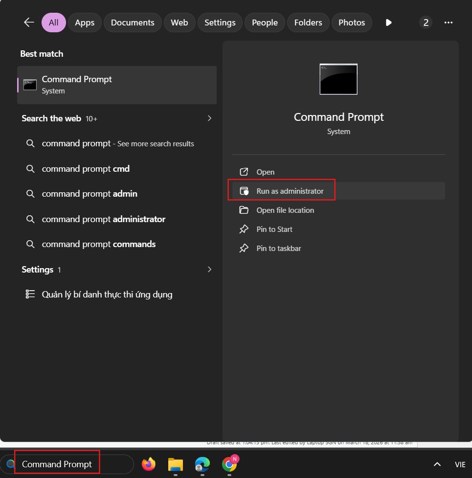 Chọn Run as administrator