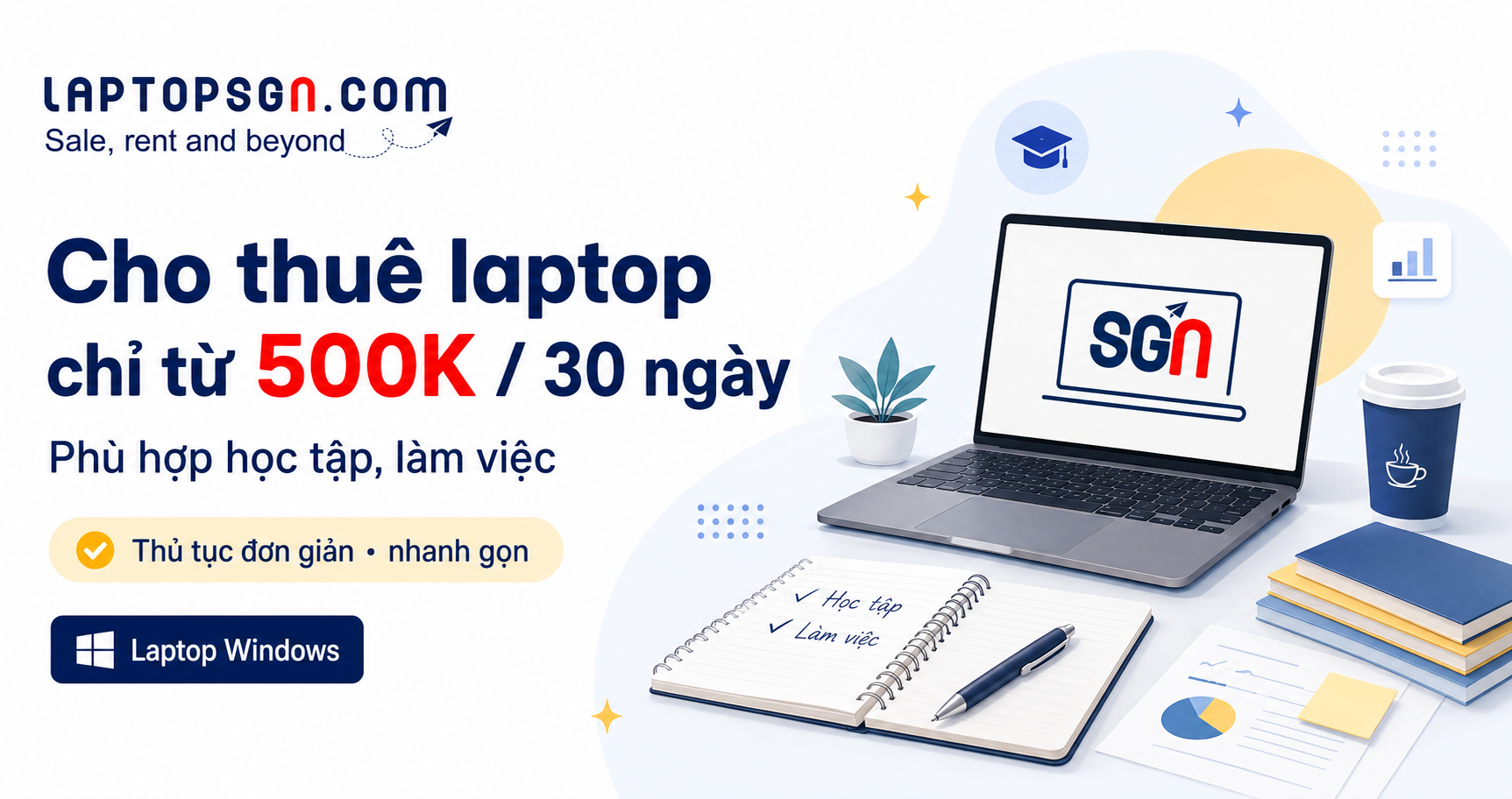 Cho thuê laptop uy tín, giá rẻ tại Tp HCM