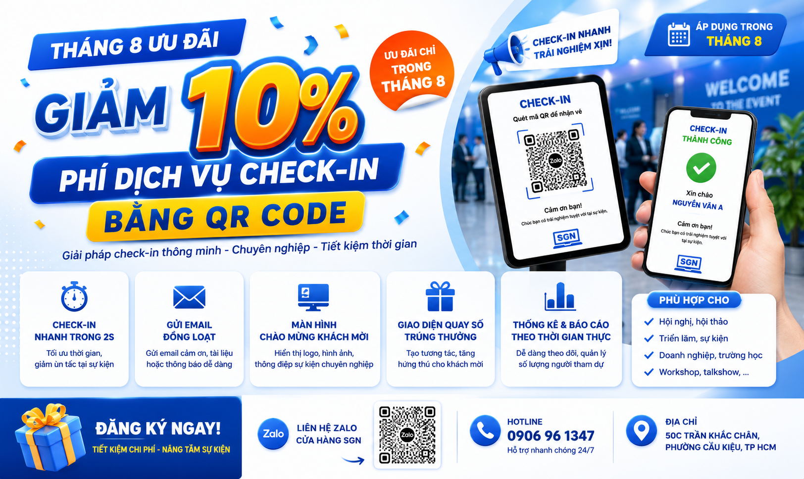 Check-in sự kiện chuyên nghiệp bằng QR code