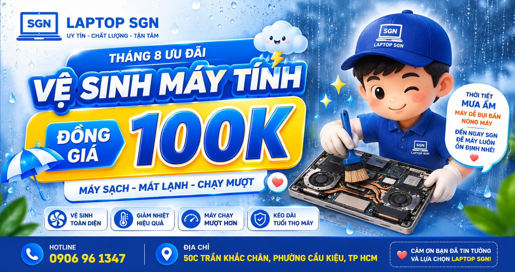 Ưu đãi vệ sinh laptop đồng giá 100K