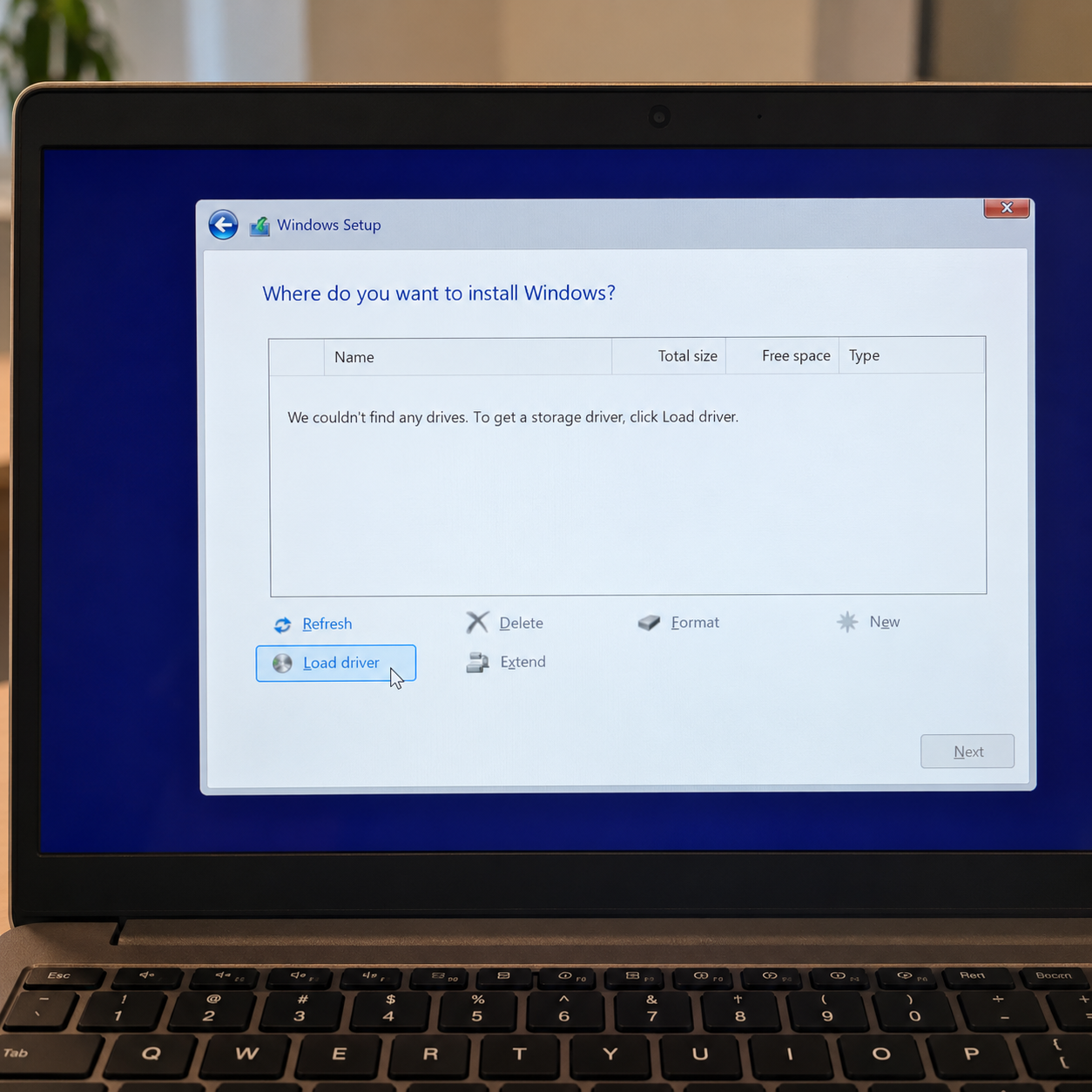 cài Windows 11 không thấy ổ cứng